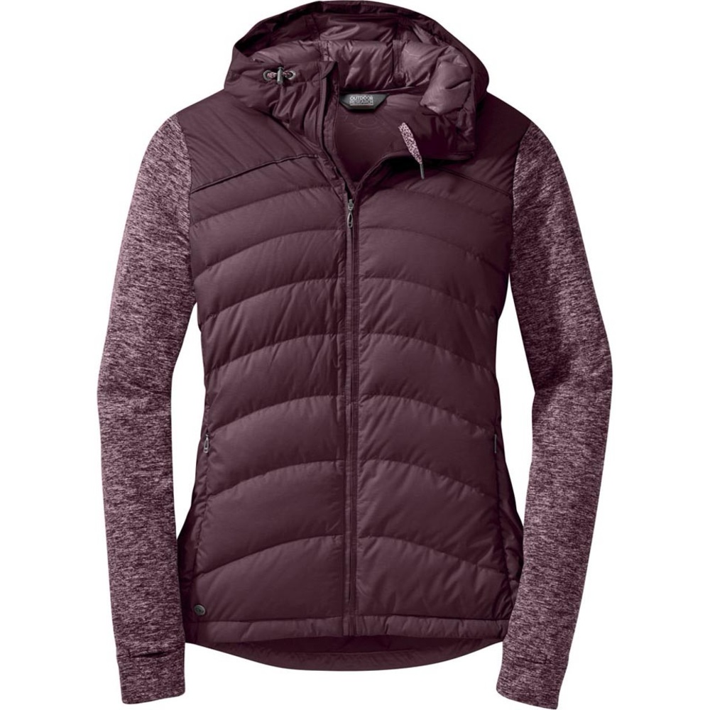 Women's Hooded Quilted Jacket - Plum Heather